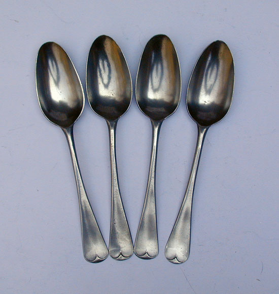 A Set of Four London Marked Export Pewter Spoons