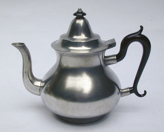 An Antique American Pewter Pear Form Teapot by Boardman 