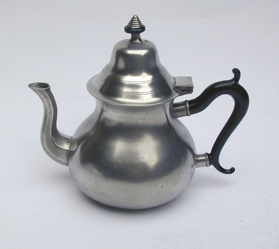 A Unmarked Pewter Pear Form Teapot from the Danforth/Boardman Molds