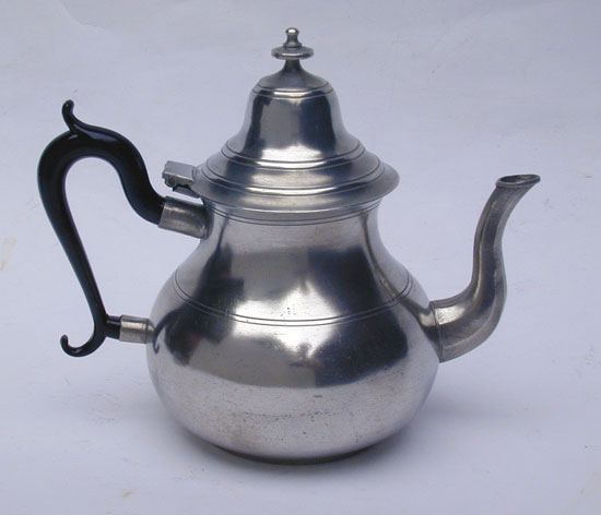 A Very Fine Pear Form Pewter Teapot by Eben Smith