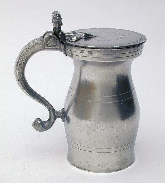 An English Export Pint Pewter Double Volute Measure