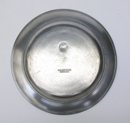 An Antique American Single Reed Rim Pewter Plate by Thomas Danforth III