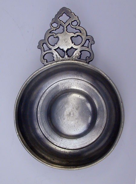 Unmarked Pewter Flower Handle Porringer from the David Melville Shop