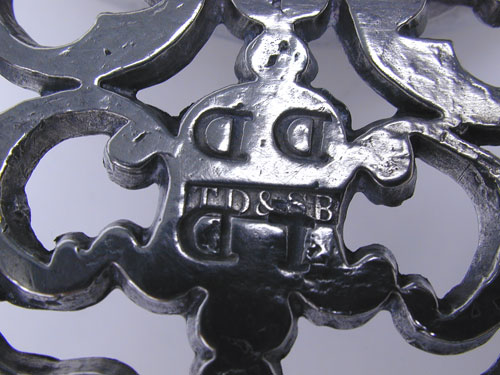 A TD & SB Flower Handle Porringer with Owner's Initials