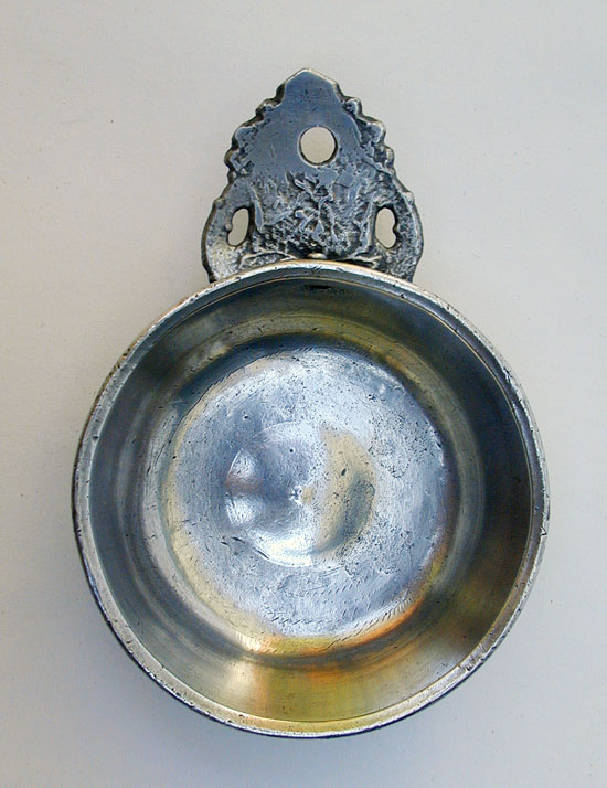 An Unmarked Antique American Pewter Taster Porringer from the Shops of the Richard Lees