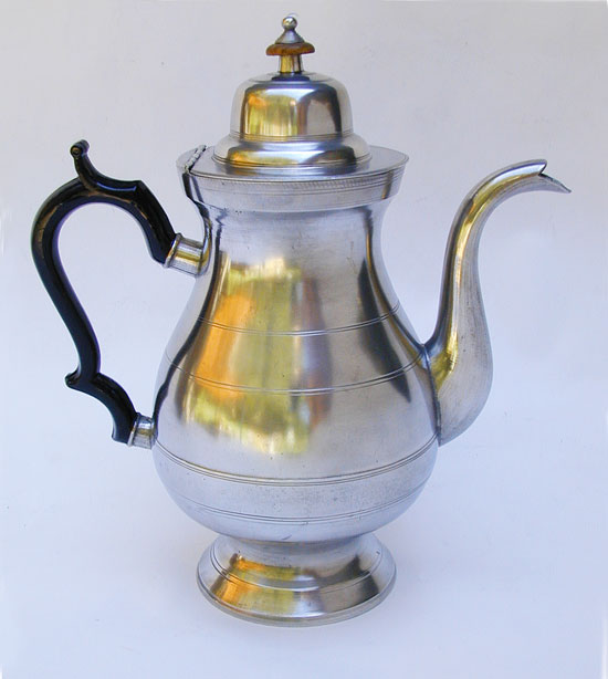 A Near Mint Antique Pewter Coffeepot by Allen Porter