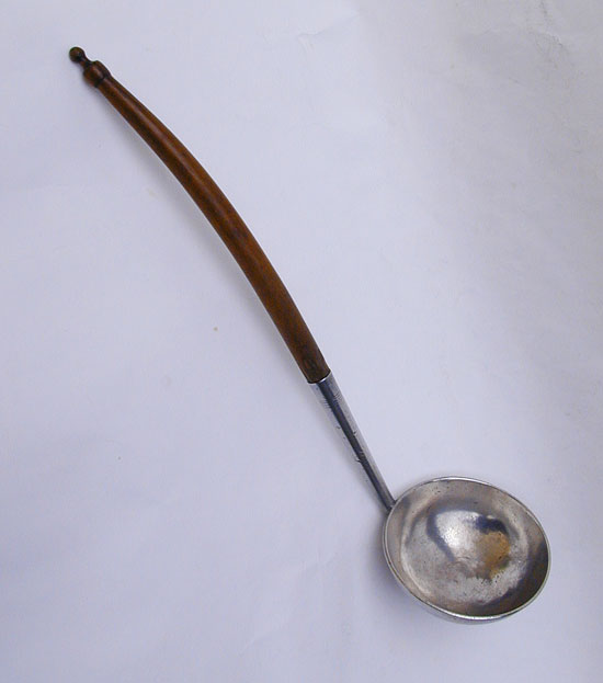 A Simeon Stedman Pewter and Wood Ladle