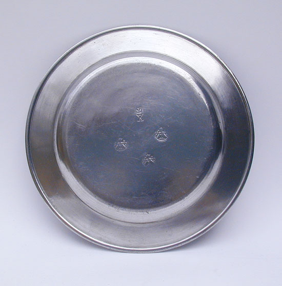 A Scarce Early Manufactured Love Flat-Rim Pewter Plate