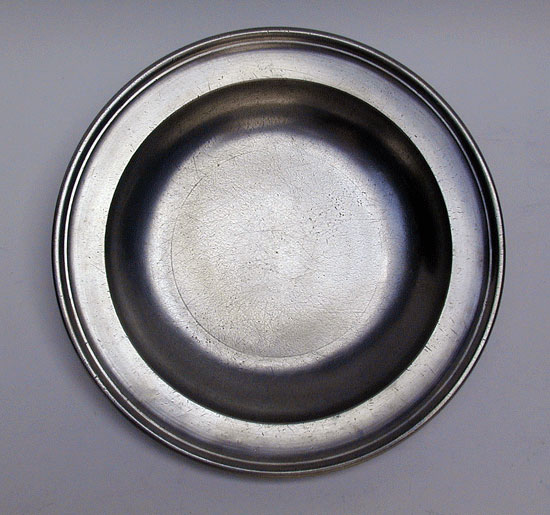 A Export Pewter Single Reed Rim Plate by Townsend & Compton