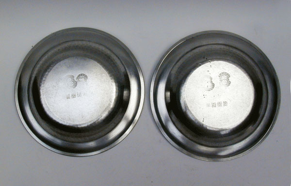 A Pair of Export Pewter Soup Plates by Townsend & Compton