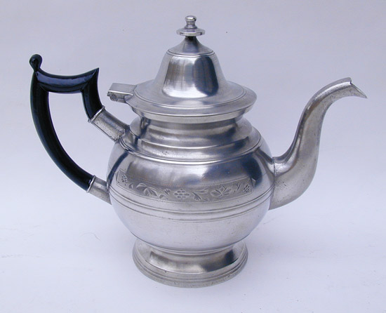 A Bright Band Decorated Teapot by Eben Smith