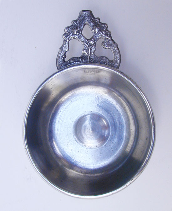 An Unmarked Pewter Taster Porringer by Richard Lee Jr.