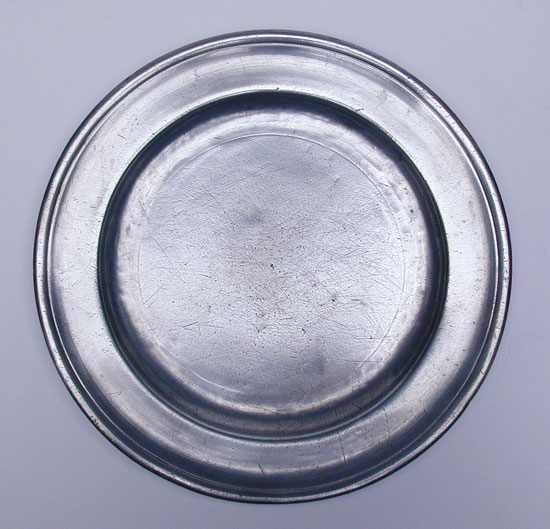 A Pewter Plate by Thomas Danforth II with Hammered Booge