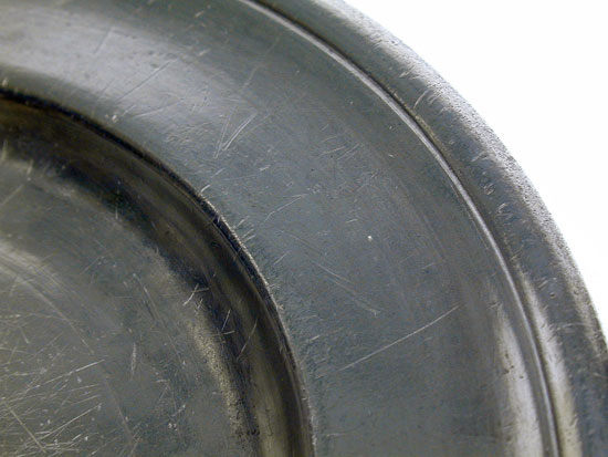 A Pewter Plate by Thomas Danforth II with Hammered Booge