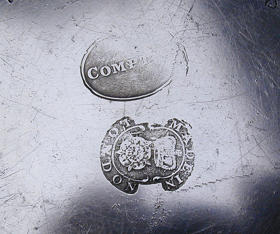 A Townsend & Compton Export Pewter Plate with Owner's Initials