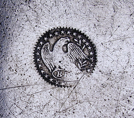 An 8 inch Pewter Plate by Blakeslee Barns