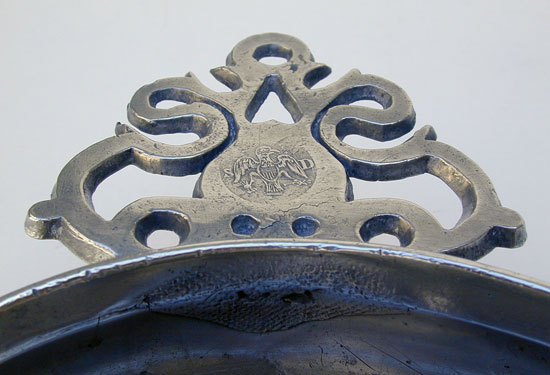 A Samuel Danforth Old English Handle Pewter Porringer