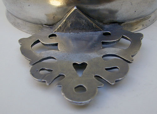 A Samuel Danforth Old English Handle Pewter Porringer